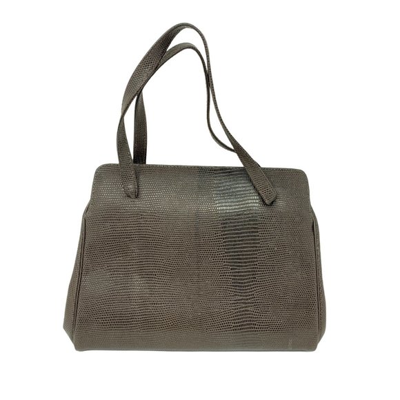 Vintage 1960s Leather Purse Chocolate Brown Faux Snakeskin Randley Handbag - Picture 4 of 15